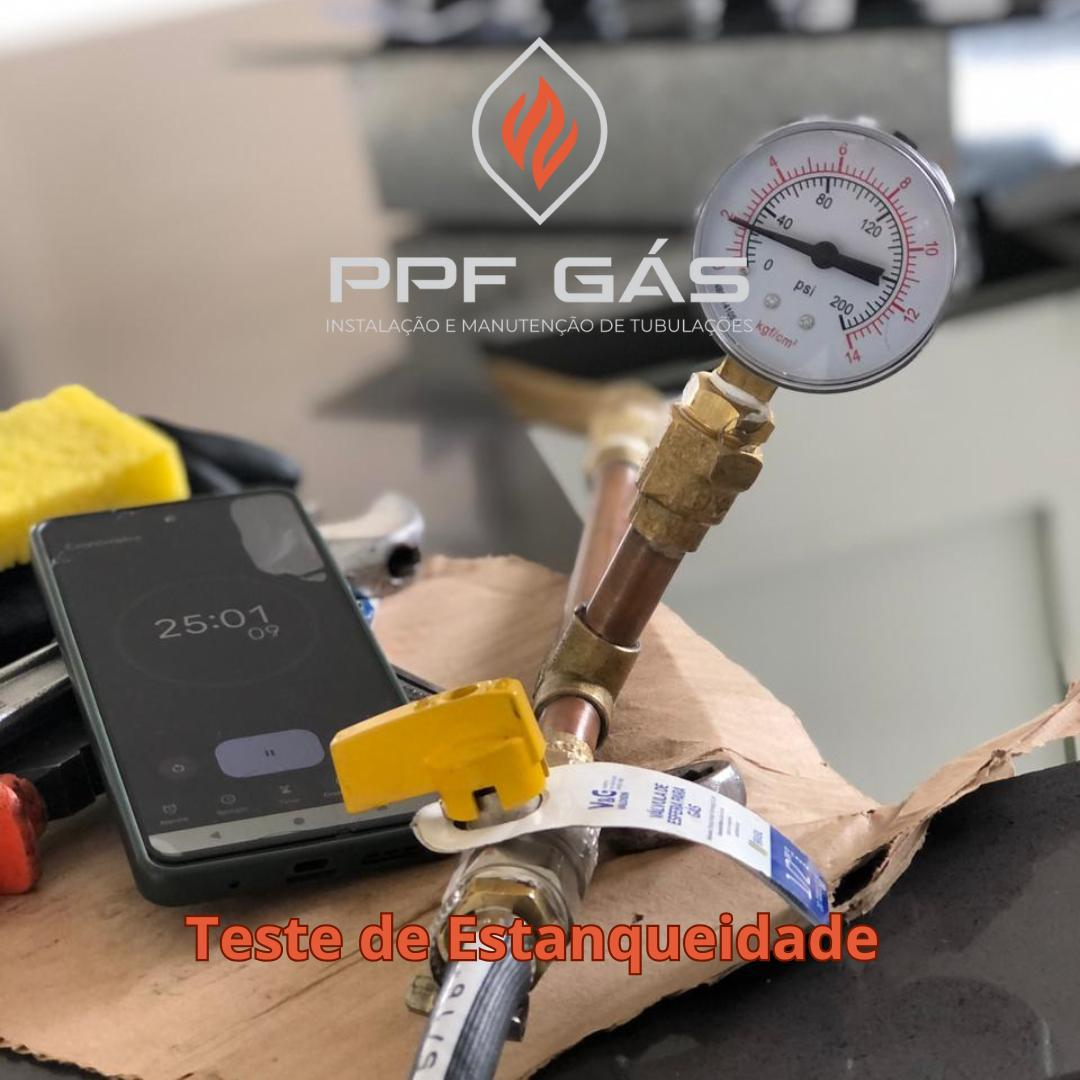 Teste de estanqueidade em tubulação de gás
